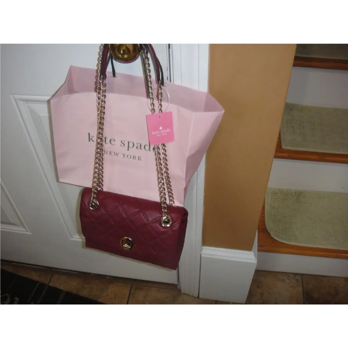 New Kate Spade Natalia Smooth Quilted Blackberry Leather Crossbody Bag.$479.00