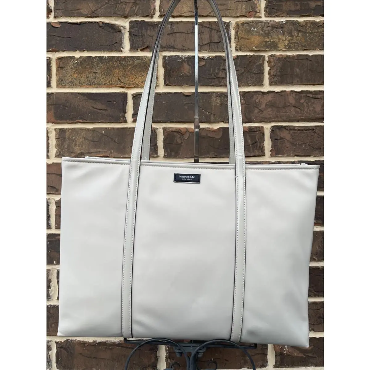 Sam Icon Large Tote Stony Beach Light Grey by Kate Spade