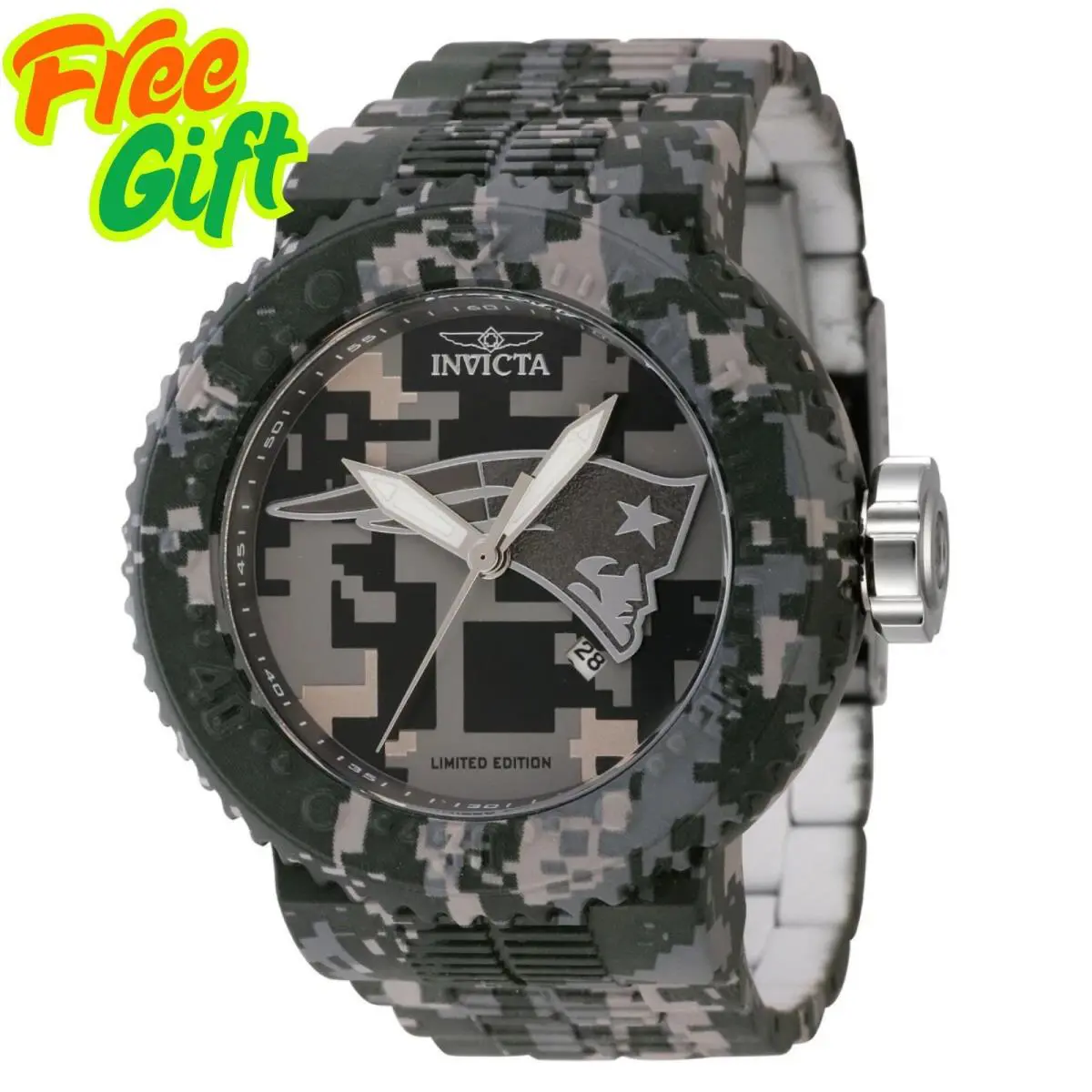 Invicta Nfl England Patriots Men`s Watch - 52mm Aqua Plating Steel 45099