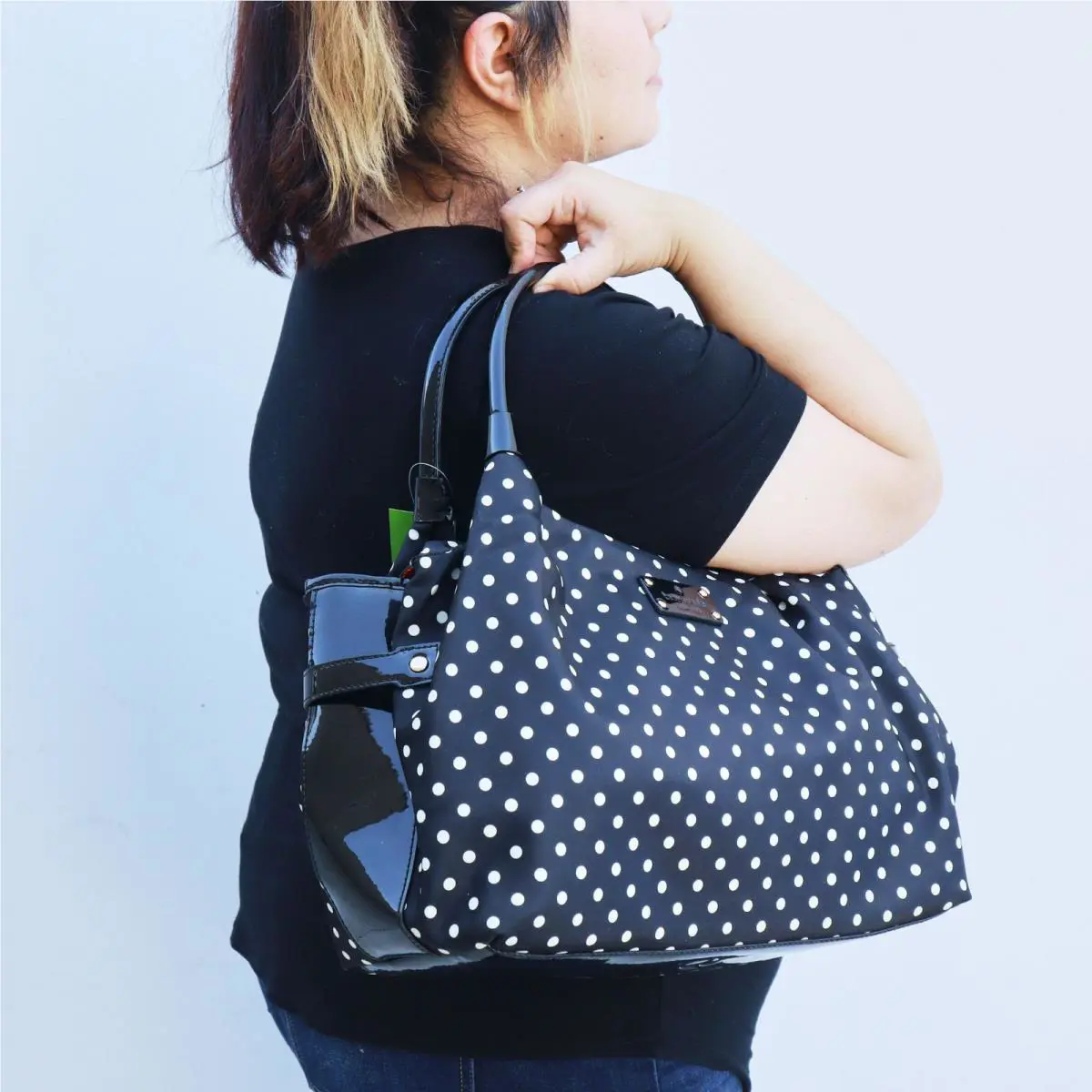 Kate Spade Stevie Spot Nylon Dot Shoulder Bag Tote