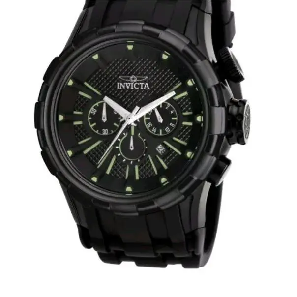 Invicta Speedway Men`s Watch Bundle 46mm Black with Umbrella Collection - Dial: Black, Yellow, Band: Black, Bezel: Black, Yellow