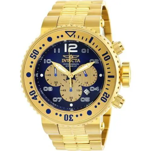 Invicta Men`s 25077 Pro Diver Quartz Chronograph Blue Gold Dial Wrist Watch