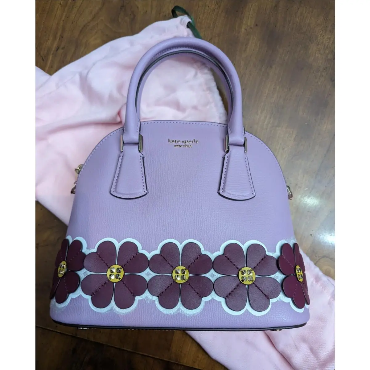 Kate Spade Newyorksylvia Daisy Clover Applique Med Dome Satchel Lavnder Wbag