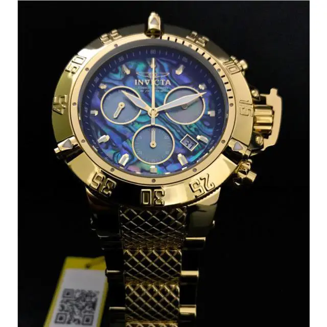 Mens Invicta 90142 Subaqua High Polished Swiss Chronograph Abalone Watch
