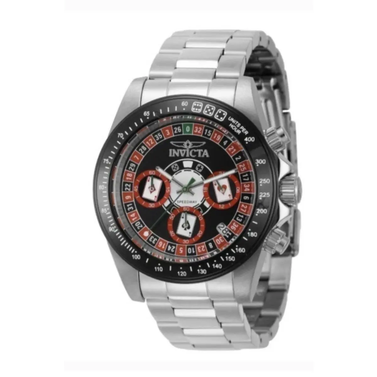 Invicta Men`s Watch Speedway Chronograph Black Red and Silver Dial Steel 44643