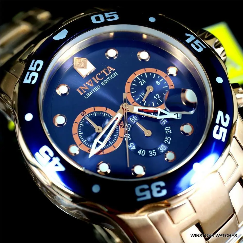 Invicta Pro Diver Scuba Rose Gold Plated Limited Edition 48mm Blue Watch