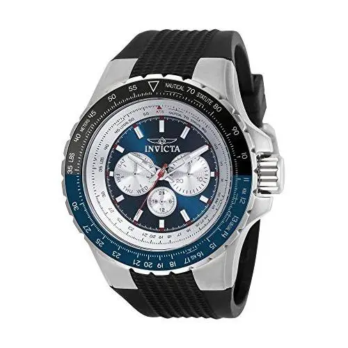 Invicta Men`s 32916 Aviator Quartz Chronograph Blue Silver Dial Silicone Watch
