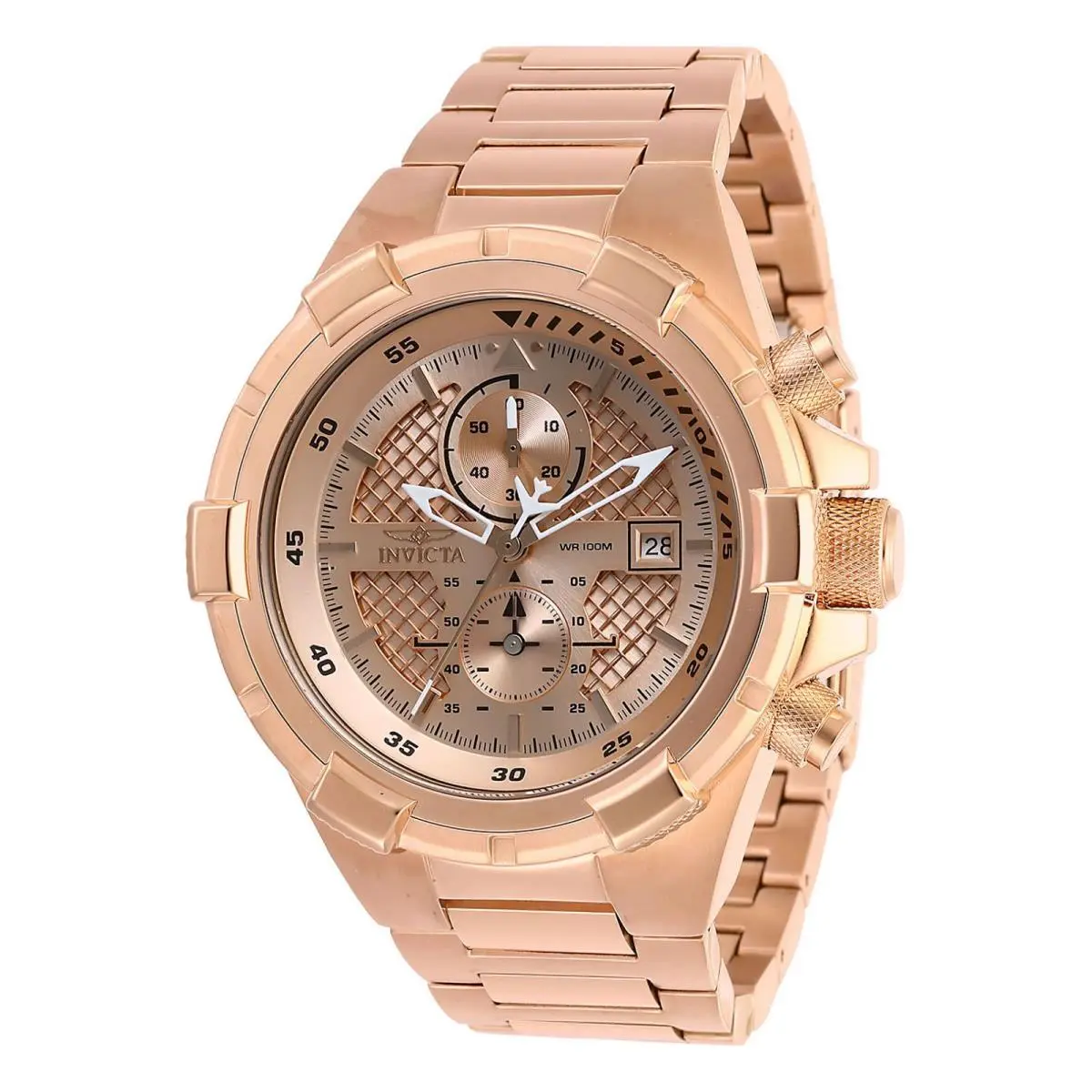 Watch Invicta 28128 Aviator Men 50.5 Stainless Steel - Dial: rose gold, Band: rose gold