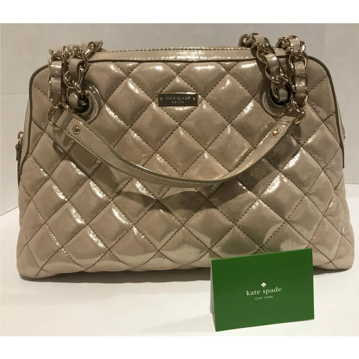 Nwt/kate Spade Gold Coast Georgina Quilted Handbag Chain Link Straps -authentic