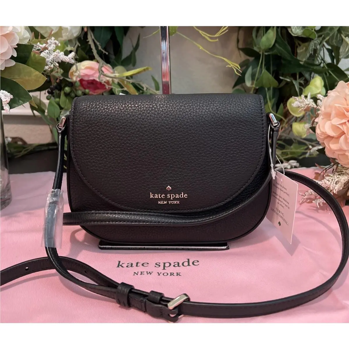Kate Spade New York Pebble Leather Mini Flap Crossbody/shoulder Bag Black
