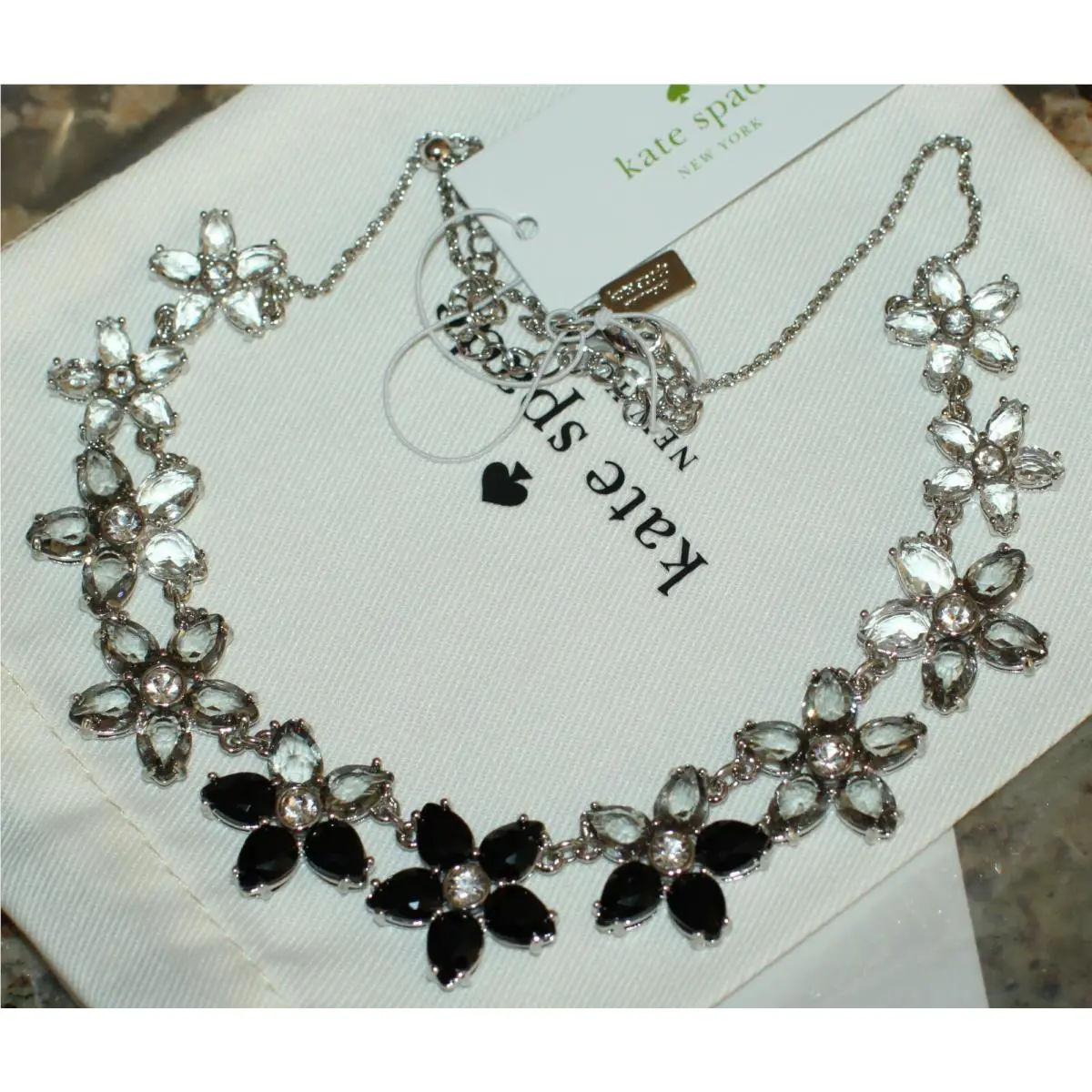 Kate Spade New York Bed of Roses Necklace Black Ombre Bouquet Retail