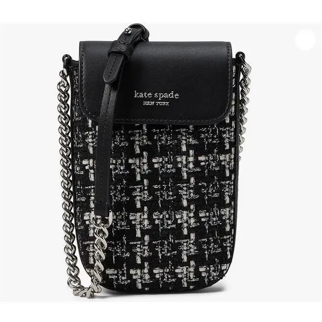Kate Spade New York Steffie Tweed Phone Crossbody Black Multi Silver