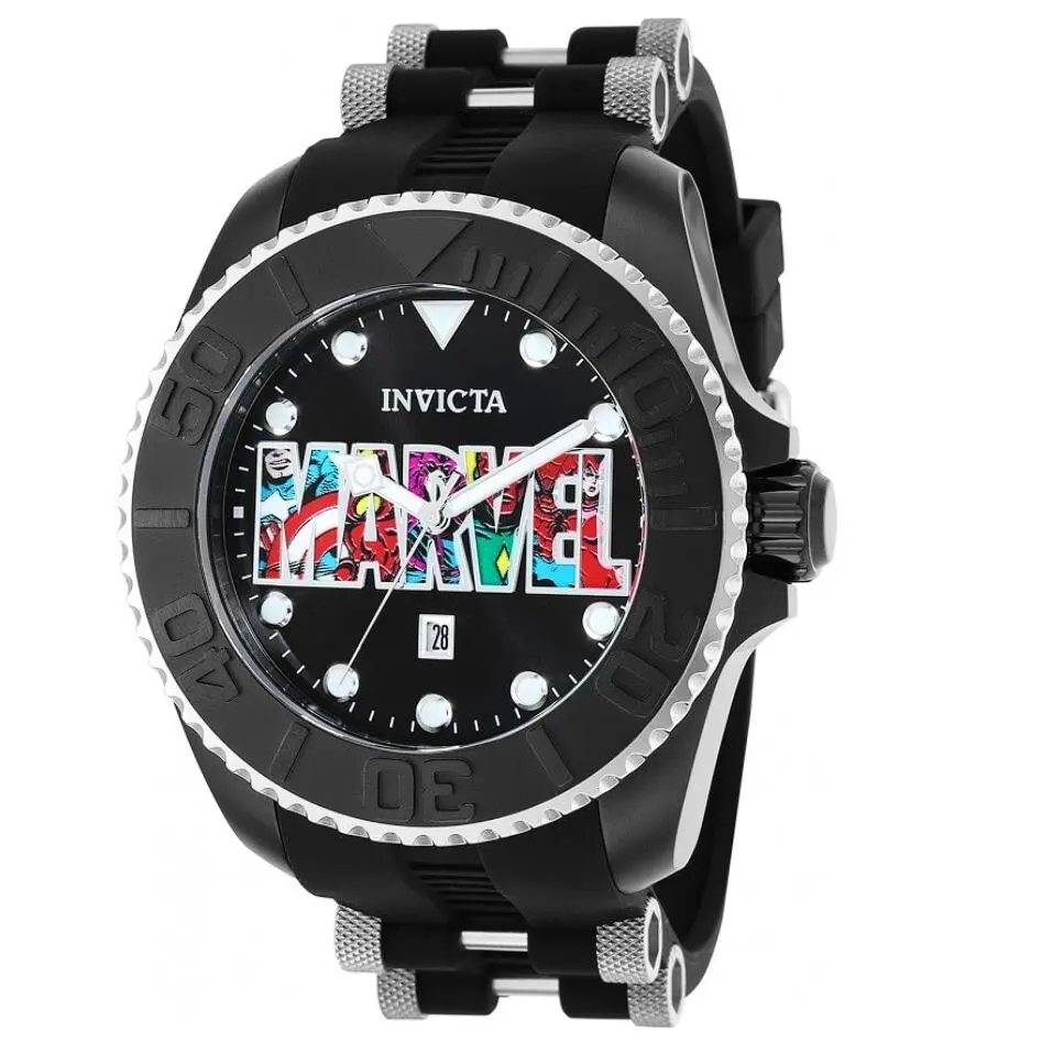 Invicta Marvel Logo Men`s 50mm Limited Edition Collectible Quartz Watch 36414