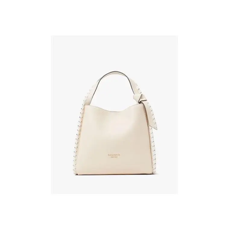 Kate Spade Leather Whipstitched Medium Knott Tote/crossbody Beige/cream/bone