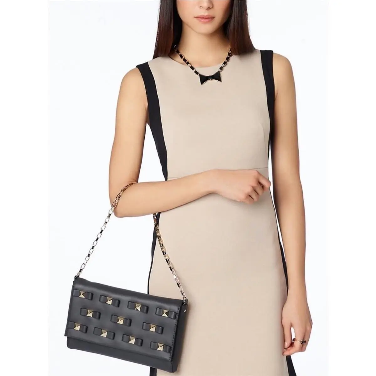Kate Spade York Rare Bow Terrace Felisha Clutch Purse Bag Gunmetal Grey