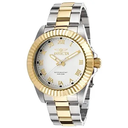 Invicta Men`s 16740 Pro Diver Quartz 44mm Two-tone Stainless Steel Watch - Dial: White, Band: Gold, Silver, Bezel: White
