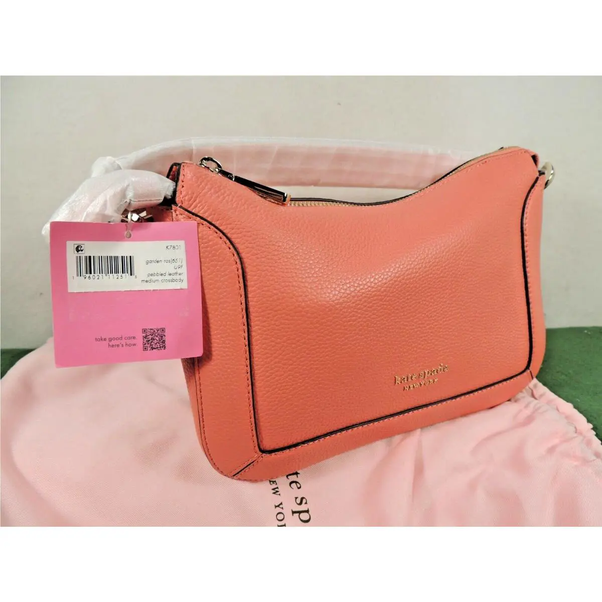 Kate Spade Garden Rose Medium Size Pearlied Leather W/shoulder Strap