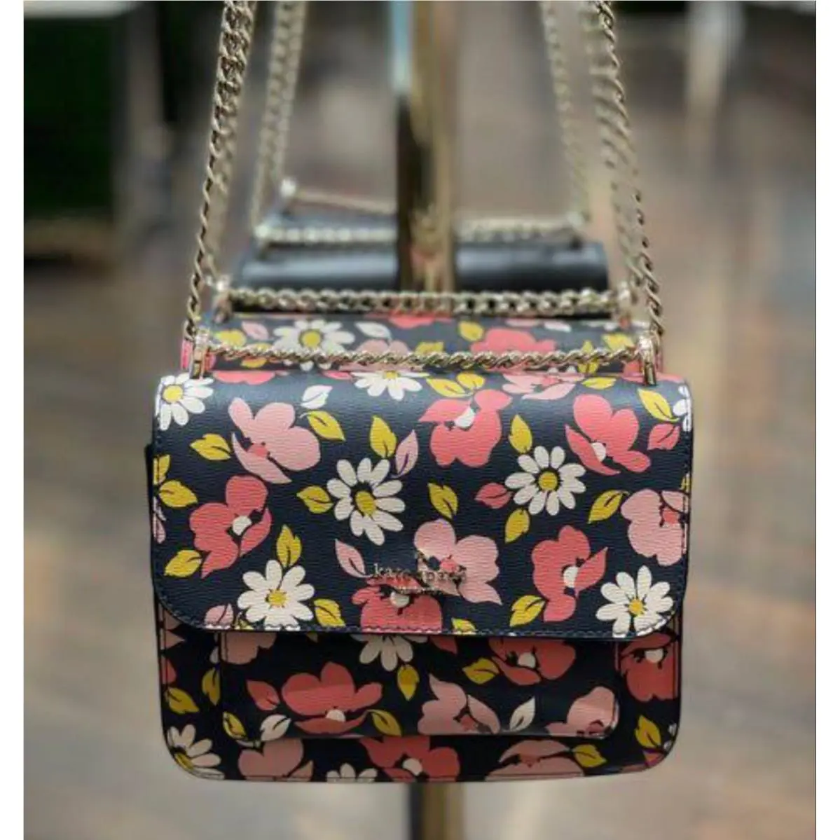 Kate Spade New York Remi Flap Chain Crossbody Small Blue Floral