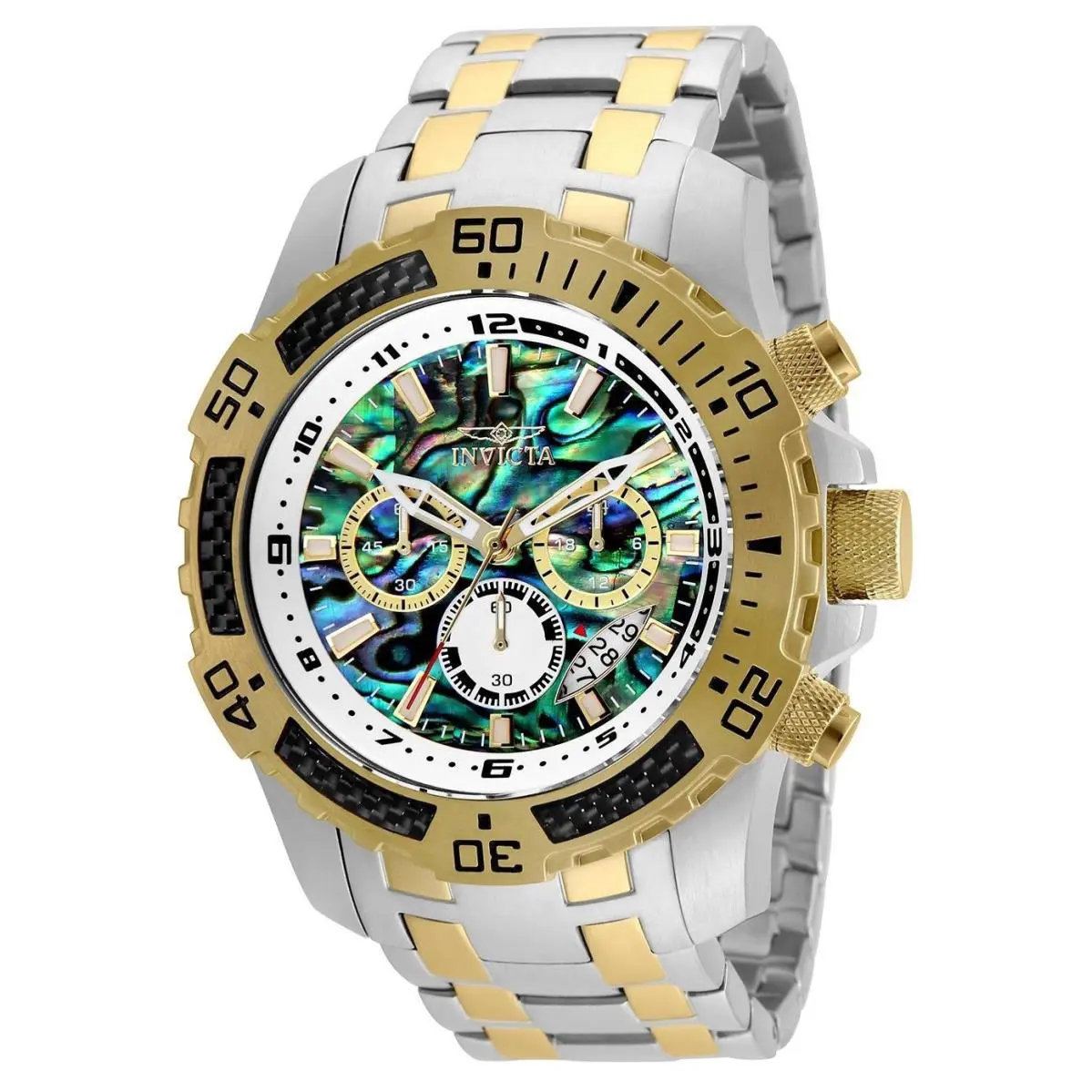 Invicta Pro Diver 51mm Quartz Chrono Rainbow Dial SS Two-tone Men`s Watch 25093
