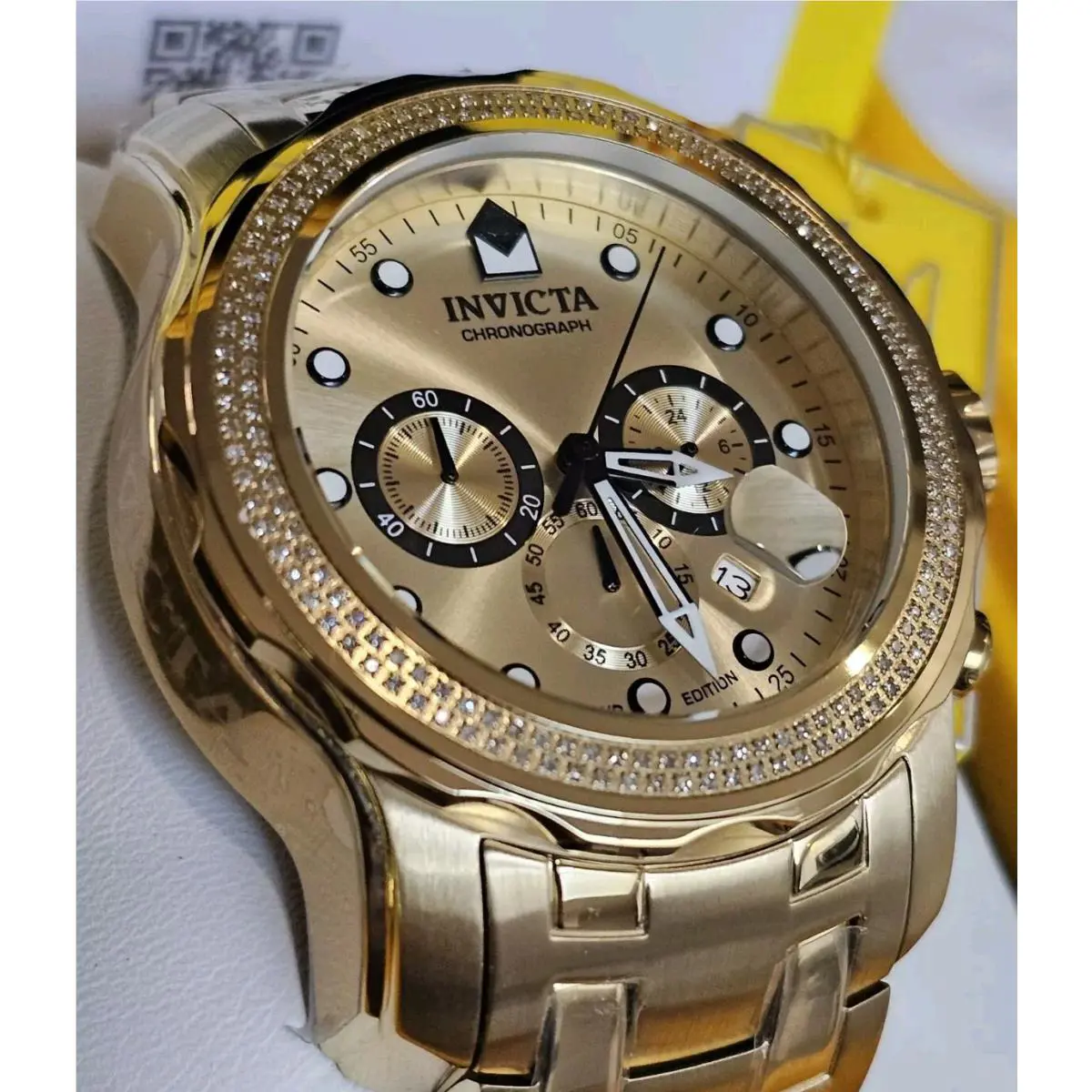 Invicta - Diamond Edition .76ctw - Gold Plated Pro Diver Scuba Ice Mens Watch