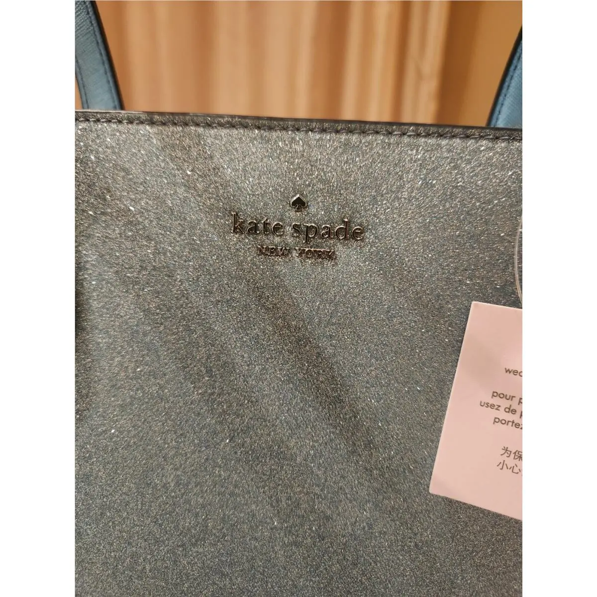Kate Spade Glitter Tote Purse Blue Frosty Sky K9338