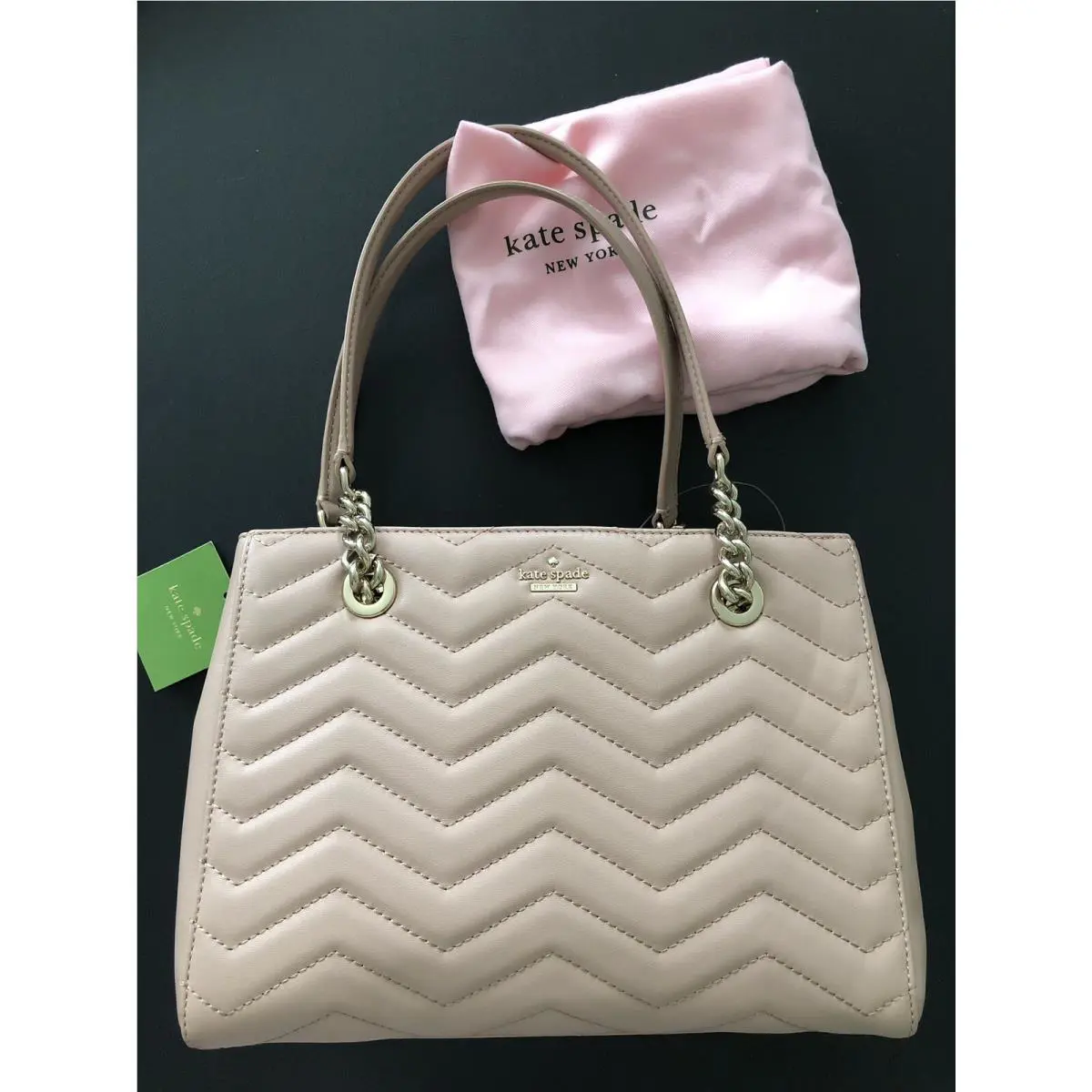 Kate Spade Reese Park Courtnee Quilted Leather Shoulder Bag Beige