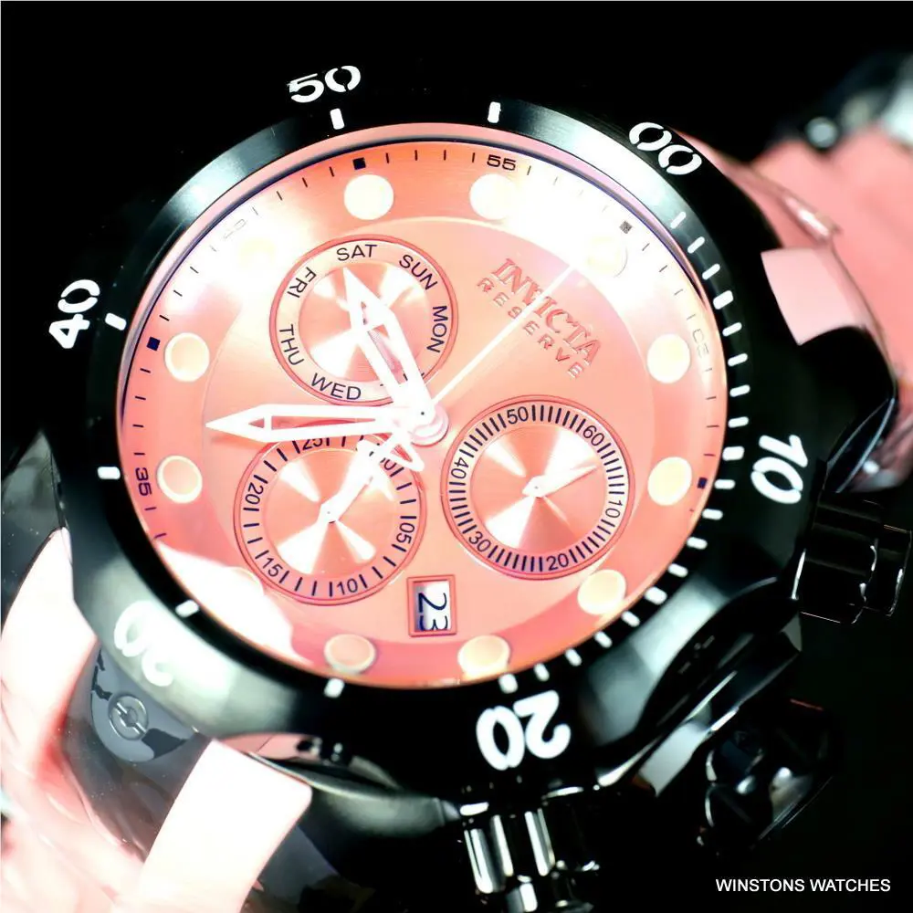 Invicta Reserve Venom Pink Silicone Black Swiss Mvt Chronograph 52mm Watch