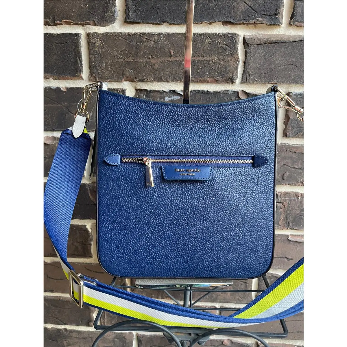 Kate Spade Hudson Sm Pebbled Lthr Messenger Crossbody Outerspace Navy