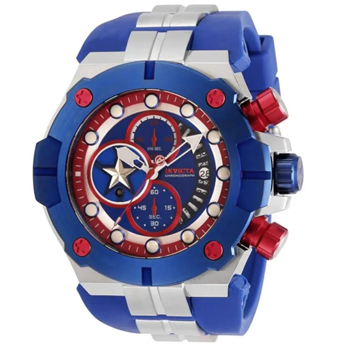 Invicta Marvel Ltd Ed 7/3000 Captain America Mens Quartz 52mm Stainless 30313