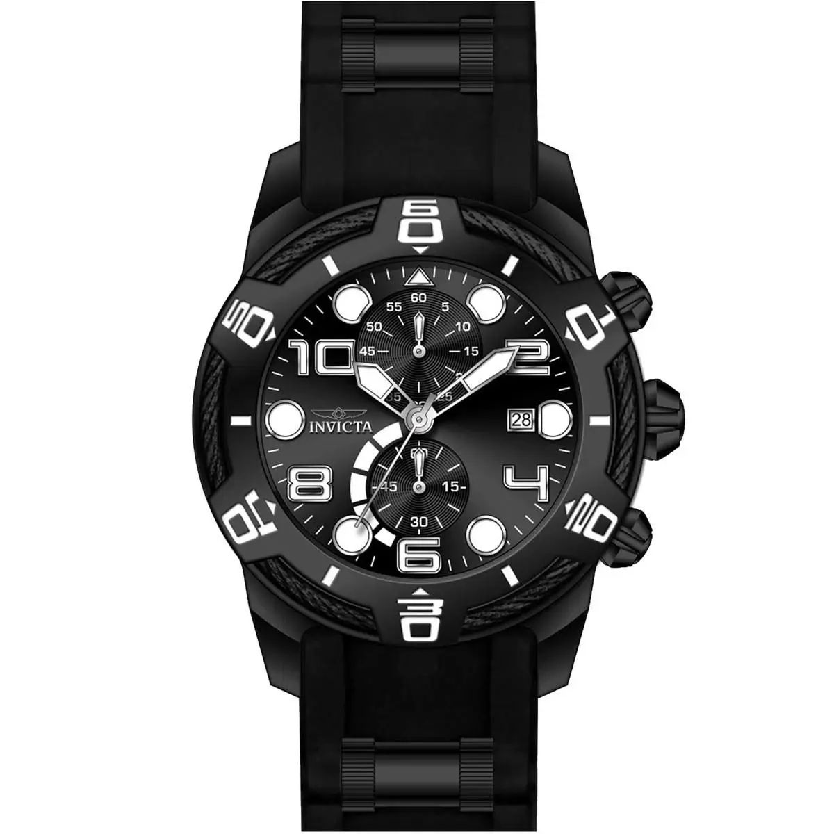 Invicta Men`s Watch Bolt Chrono Black Stainless Steel and Silicone Strap 24220