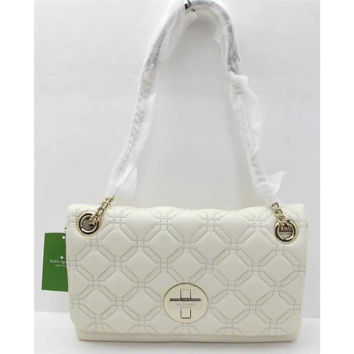 Kate Spade Quilted Leather Cynthia Astor Court Shoulder Crossbody Bone/gold
