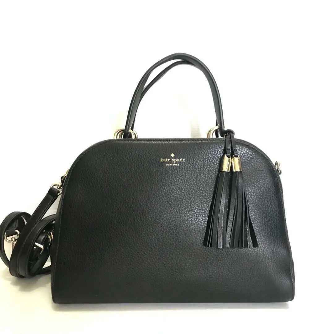 New Kate Spade Atwood Place Bayley Black Leather Satchel Handbag w/ Tassels
