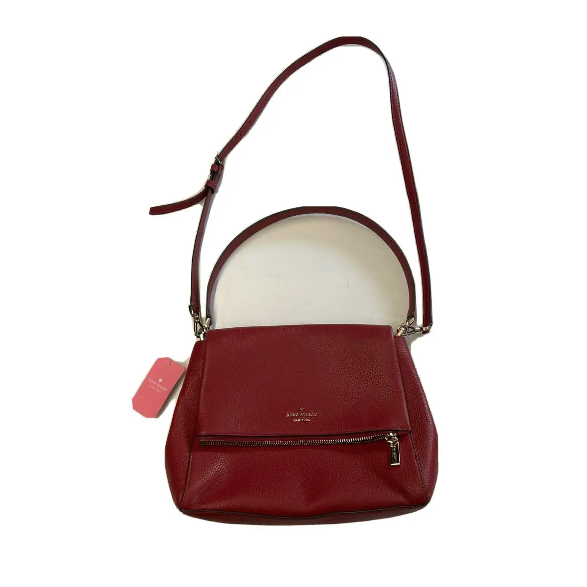 Kate Spade Leila Pebbled Leather Bag Purse Medium Red Curran