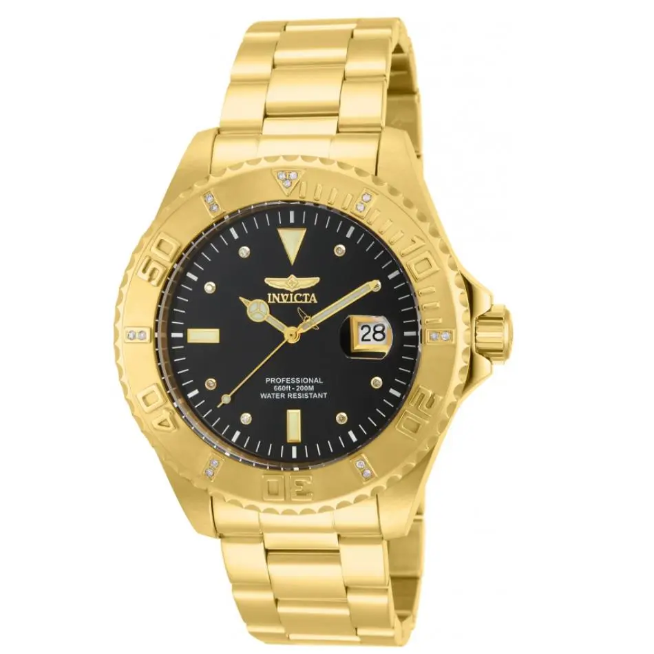 Invicta Pro Diver Diamond Accent Men`s 47mm Gold Swiss Quartz Watch 15286