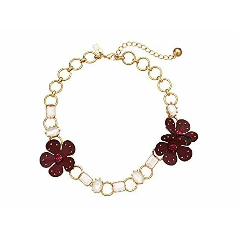 Kate Spade York Blooming Bling Leather Flower Necklace
