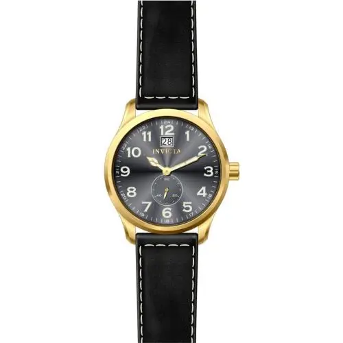 Mens Invicta 15513 44mm I Force Black Leather Strap Watch