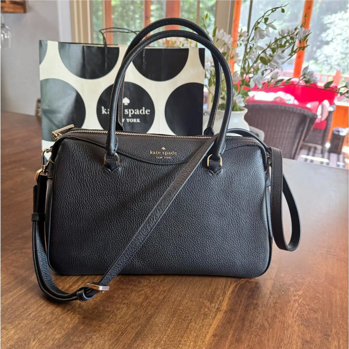 Kate Spade Mimi Black Leather Satchel Crossbody Handbag