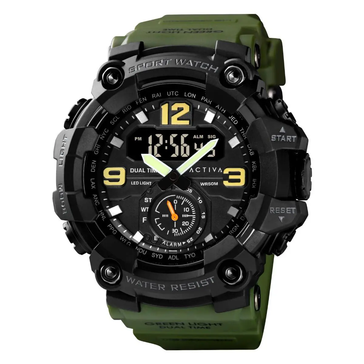 Invicta Activa X Blackops Chronotrek Men`s 56mm Digital Watch Army Green ACW1637-002
