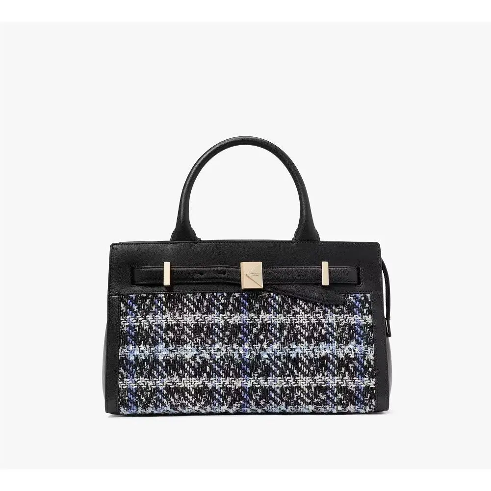 Kate Spade Women`s Deco Plaid Tweed Medium Satchel Handbag Black/multicolor