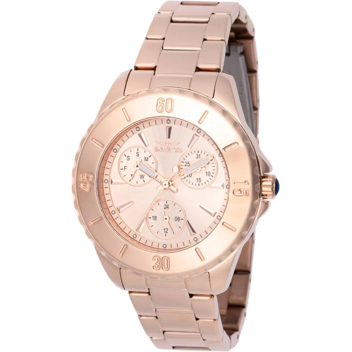 Invicta Women`s Watch Angel Day-date Rose Gold Stainless Steel Bracelet 48403