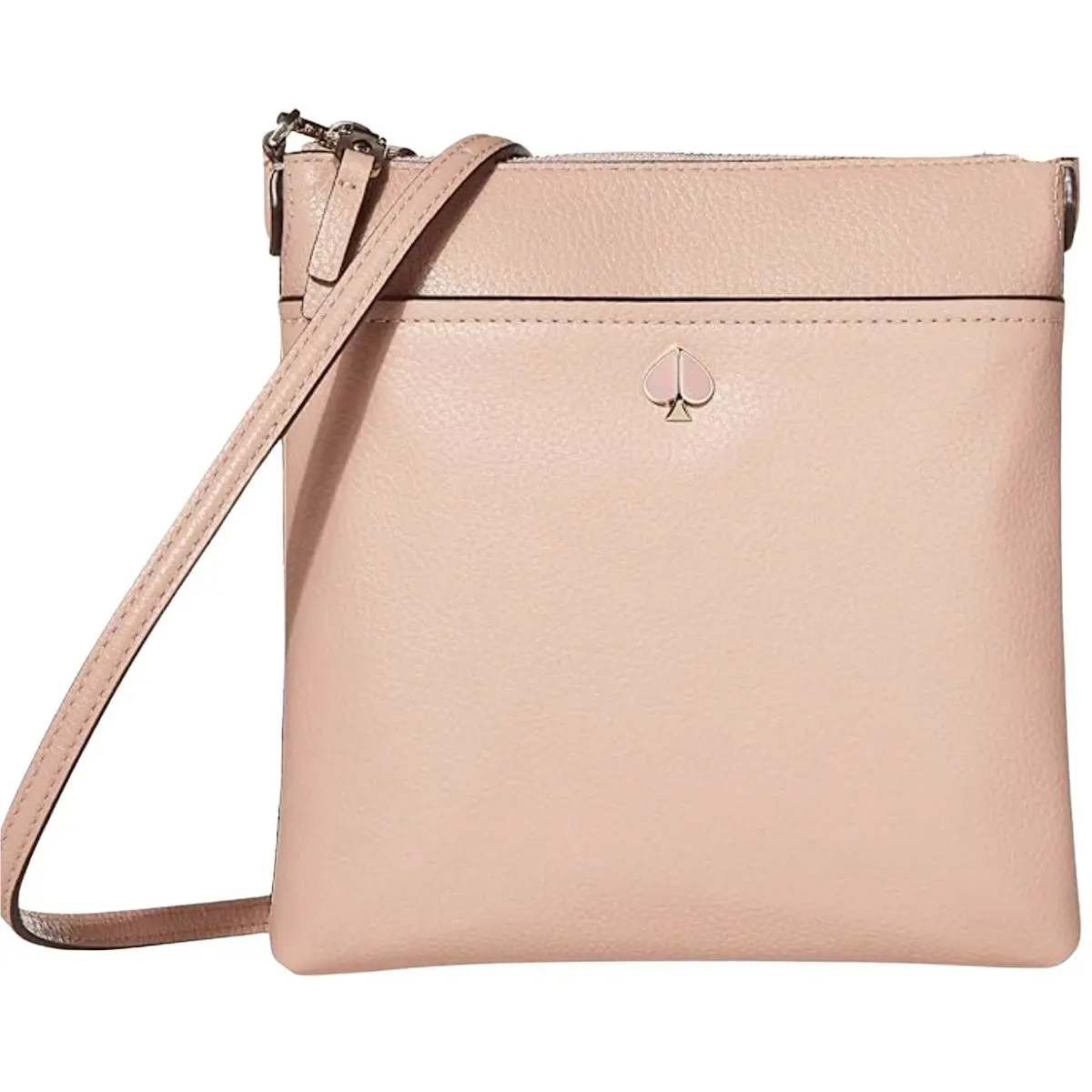 Kate Spade Polly Small Flapper Pink Pebbled Leather Crxbdy Enamel Spade Flower