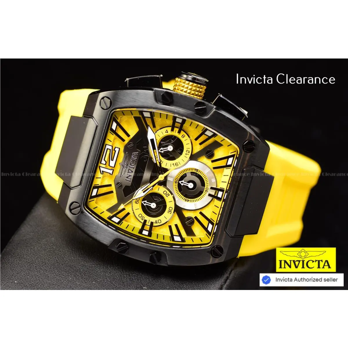 Invicta Men`s Racing 43MM Chrongraph Yellow Skeleton Dial Yellow Tone SS Watch