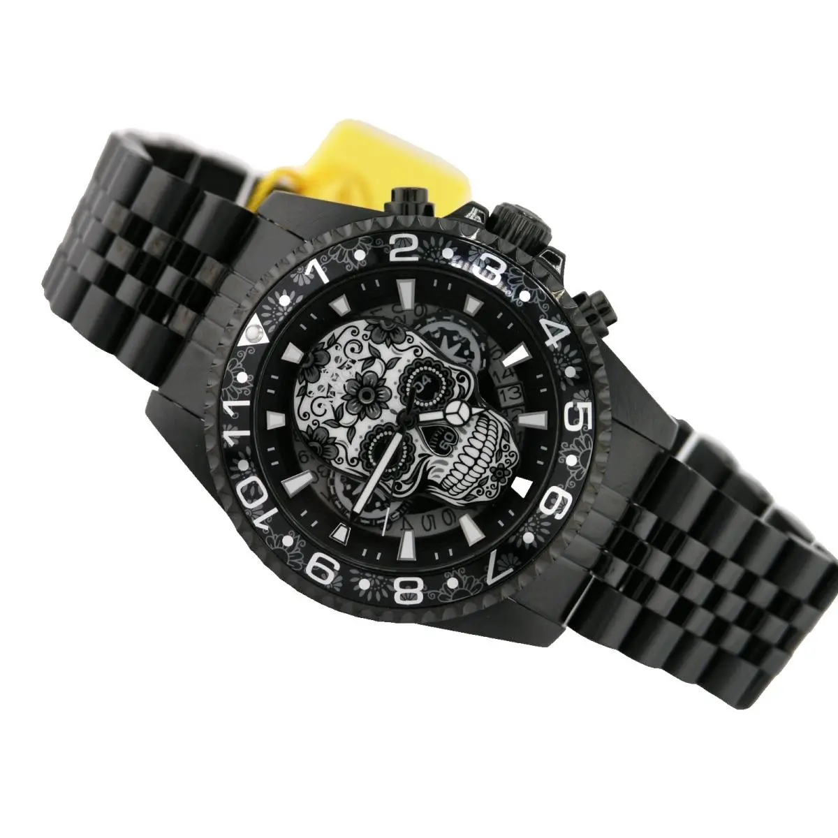 Invicta 43753 Dia DE Los Muertos Skull Chronograph Watch Black Steel 43MM