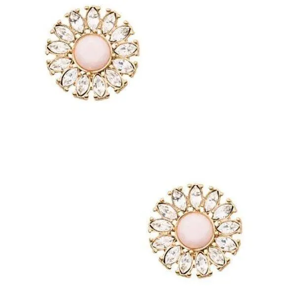 Kate Spade Estate Garden Sun Flower Stud Earrings Pale Pink Halo Marquis Stone