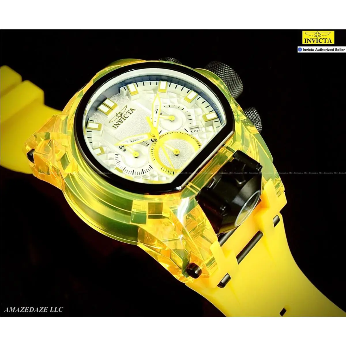 Men Bolt Zeus Magnum 52mm Anatomic Chrono Dual Mvmt Yellow Dial Watc by Invicta