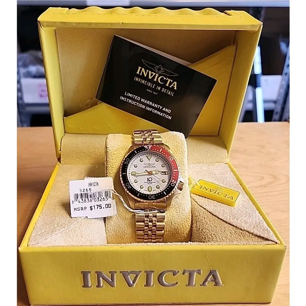 Invicta 10 White / Yellow Gold Toned Mens Watch Stainless Steel Ø42 mm