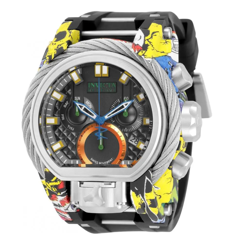 Invicta Reserve Bolt Zeus Magnum 52mm Graffiti Hydroplated Chrono Watch 32804 - Dial: Gray, Multicolor, Band: Black, Bezel: Silver