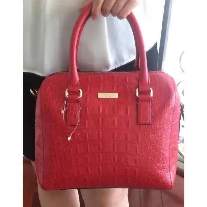 Kate Spade Rialto Place Alessa Croco-embossed Leather Satchel Bag Red