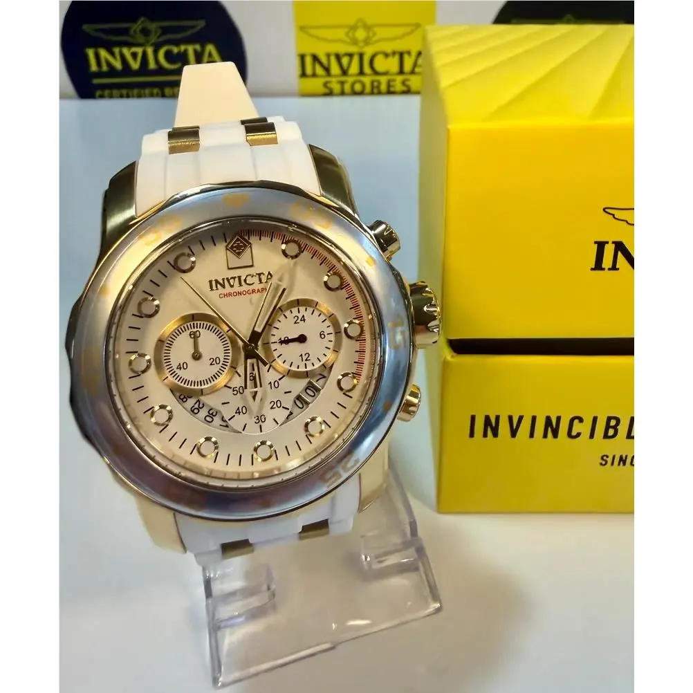 20291 Pro Diver Scuba Chronograph Gold Tone Steel White Silicone 48mm by Invicta