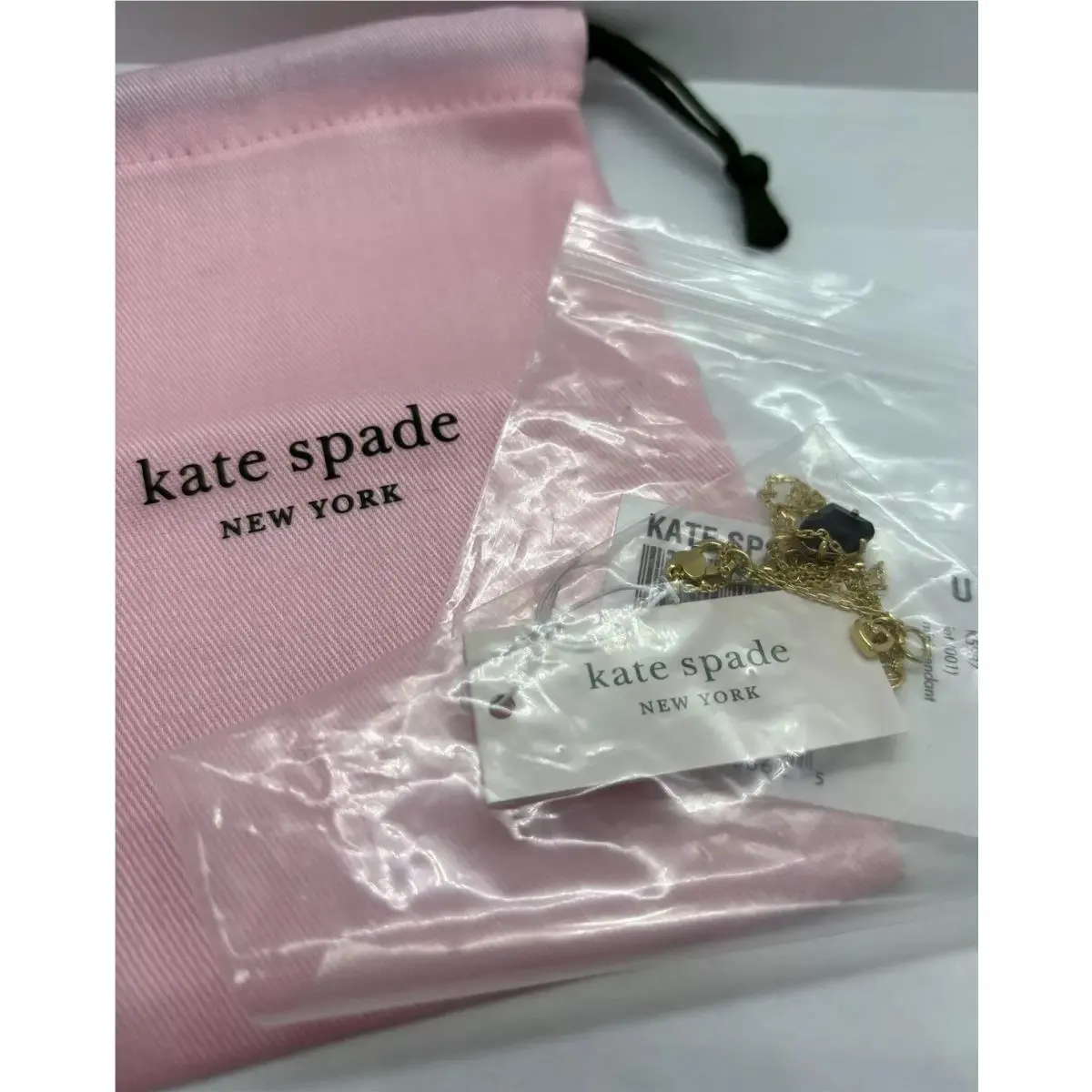 New Kate Spade Treasure Trove Mini Pendant Necklace Gold/black Authntc